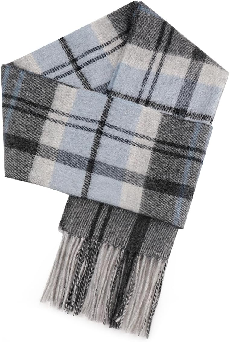 SKNSOFT Winter Wool Plaid Scarf for Men,Women Fashion Tartan Wrap Checkered Scarves - Image 1